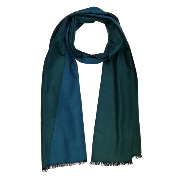 Scarf Shawl 100% Silk Flannel Dark Green BLue